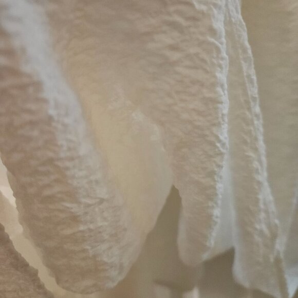 dRA Los Angeles Boho Creme Krinkle Gawzy Fun Puff Sleeve Oversize midi dress M - Picture 4 of 9